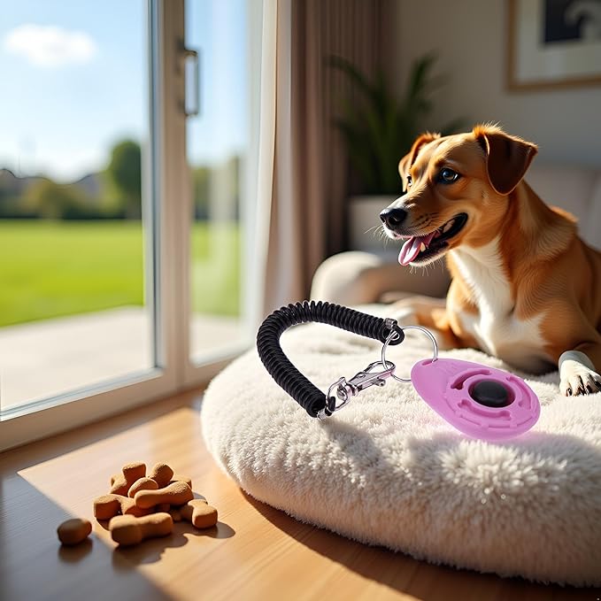 1pc Pink Clicker Easy to Use with Button Dog Training Accessories Strong and Long-Lasting,Training and Behavior Aids