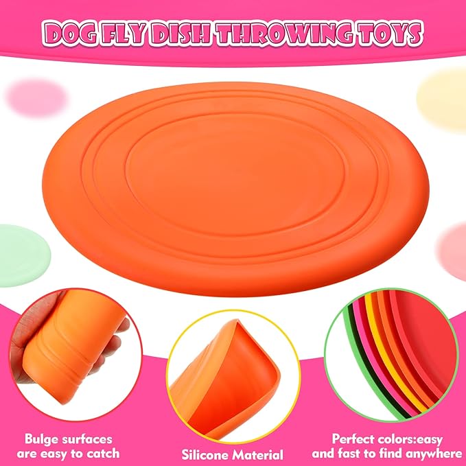 Chivao 15 Pack Dog Flying Disc Silicone Puppy Flyer Toy Soft Dog Floating Saucer Indestructible React Faster Training Interactive Toys for Small Medium Puppy Outdoor Sport, 5 Colors