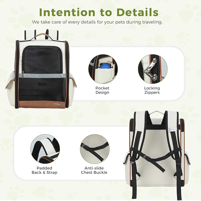 Lekereise Cat Backpack Carriers, Dog Carrier Backpacks with Breathable Mesh for Small Medium Cats Dogs Puppy Up to 17 Lbs, Pet Foldable Carrying Backpack Ventilated for Travel Hiking Collapsible