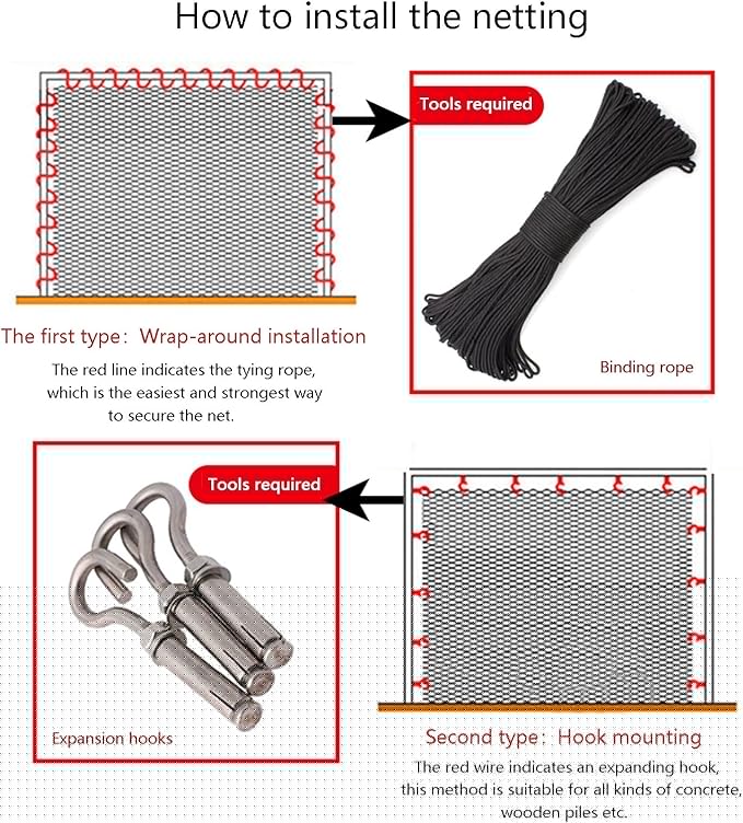SCITOY Rope Net for Playground Safety Net in White Nylon Child pet Cat Safety Anti-Fall Net for Stair Railings Balcony Patio Protection 5cm mesh,2x6m(7x20ft)