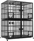 Dosker 42 inch Stackable Heavy Duty Metal Dog Crate for 4 Dogs/Large Dog,All Metal Open Top Access,Escape Proof Cage,Dog Kennel Indoor with Wheels,Floor Grid, Tray, Divider and Feeding Bowl