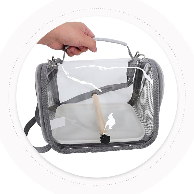 Beaupretty Small Bird Cage Travel Carrier with Handheld Portable Design, Lightweight Gray Pet Carrying Case for Small Parakeets and Conures, Outdoor Bird Transport Bag for Vacations