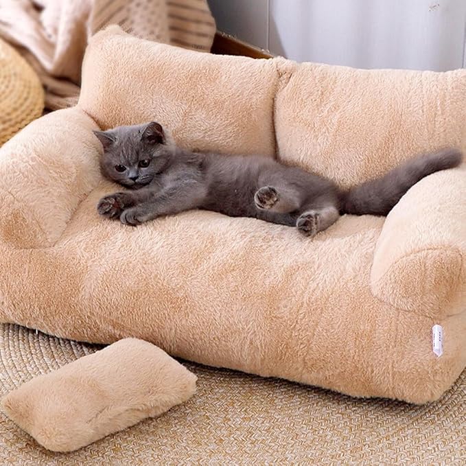 Cat Sofa Bed Pets Cute Couch,Medium Dog, Large Cat Sofa Pet Bed cat Supplies for Indoor (Khaki, Medium)