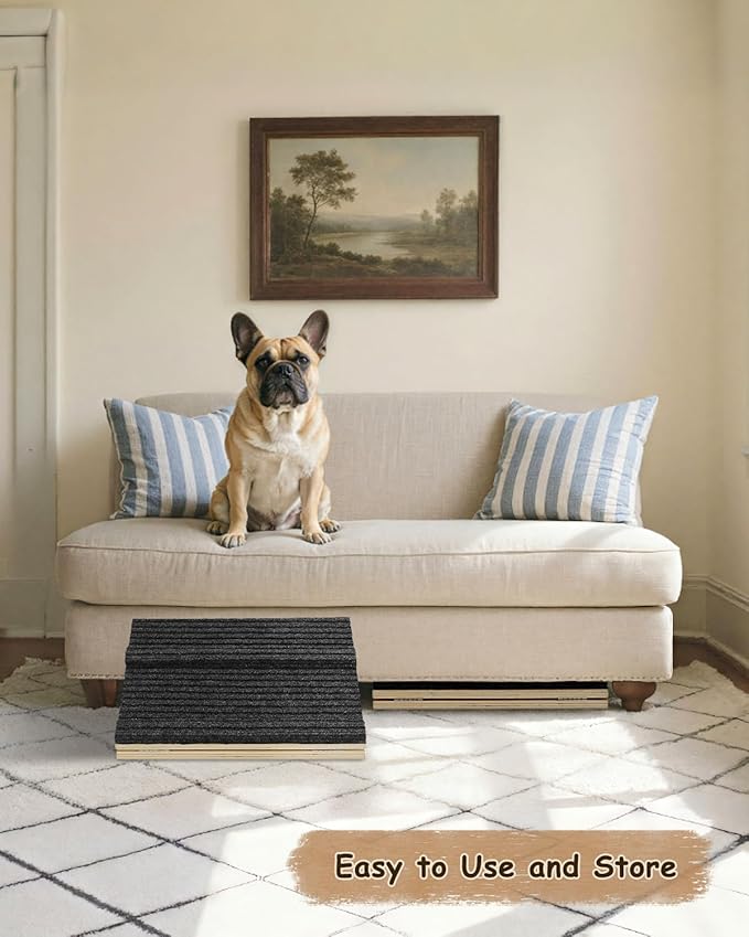 Foldable Wooden Dog Ramp for Stairs, Upgraded Non-Slip Dog ramps, 1 Pack for Dogs and Cats， Step and Stair for Injured and Elderly Pets（No Installation Required）