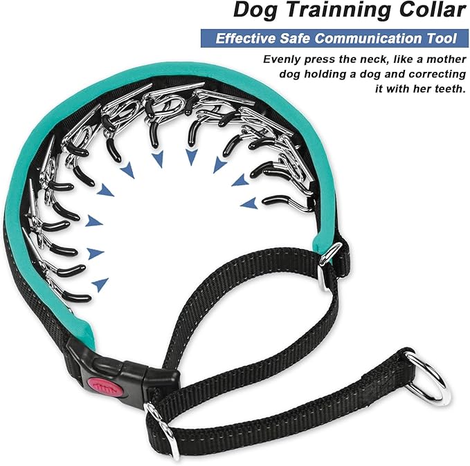Martingale No Pull Dog Collar - Heavy Duty Nylon With Buckle, Adjustable Anti Pull Reflective Slip Collar for Large Medium Small Dog Training Walking M Green
