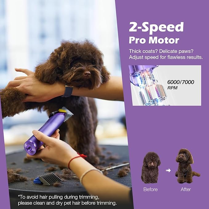 Professional Dog Grooming Clipper with Replacement Blade, 5-in-1 Adjustable A5 Blade Cordless Pet Grooming Kit 2 Speed Trimmer Hair Shaver with Detachable Metal Combs Nova for Animal Horse