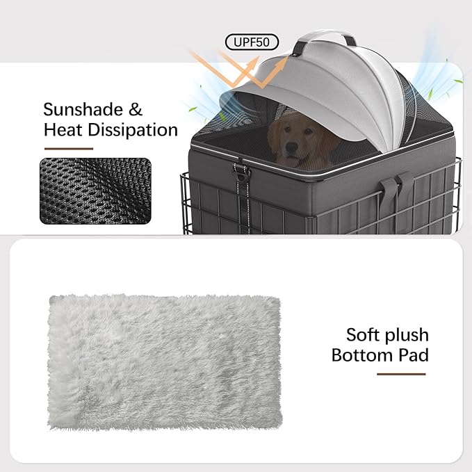 YEEGO DIRECT Dog Bike Basket for Rear Rack, 2-in-1 Pet Carrier & Cargo Basket, Detachable Dog Carrier for Bicycle with Safety Leash, Fits Small Medium Dogs Cats up to 25 LBS, Basket Patented Design