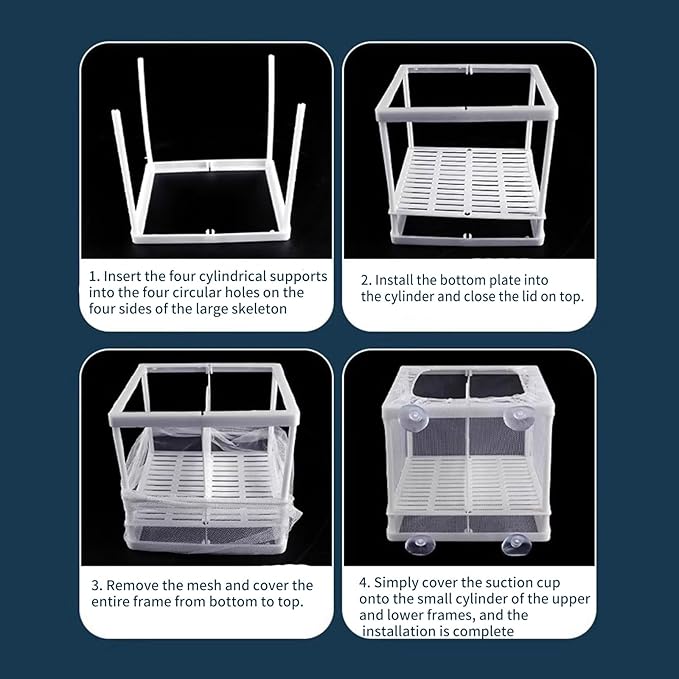 2PCS Protective Aquariums Breeding Cage Netting Nursery Tanks with Suction Cup for Fry Rearing and Secure Observation Spawning Box for Aquariums Fish