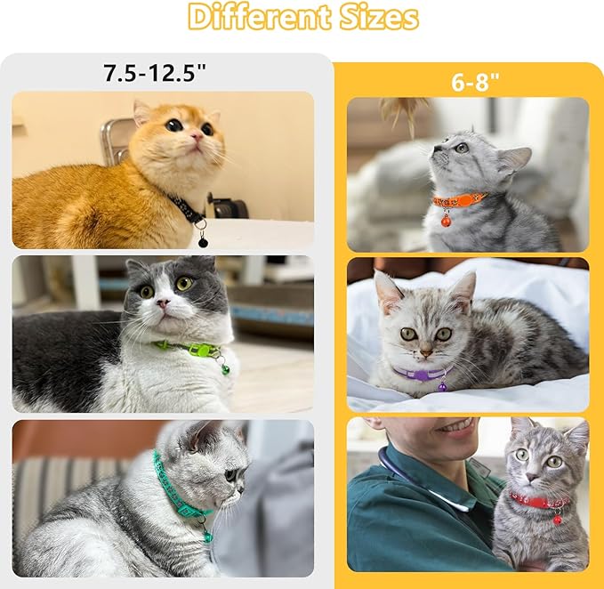 Taglory Kitten Collar Breakaway with Bell, 2 Pack Girl Boy Pet Kitten Collar Adjustable 6-8 Inch for 2-6 Months Cat, Pink