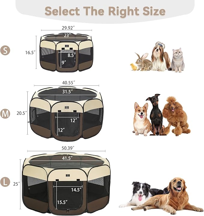 Portable Indoor Dog Playpen for Small Dogs & Puppies by A 4 Pet – 50.39" Pop-Up Soft Puppy Playpens with Bowl, Waterproof Floor, Calm Safe Space for Home, Travel & Daily Use