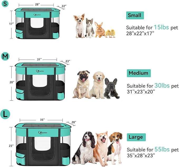 Dog Playpen,Cat Pet Puppy Pen,Portable Playpens for Dogs Indoor Outdoor Travel Camping Use,Foldable Dog Kennel Tent Crate for Rabbit Small Animals with Carrying Case (Green, Medium)