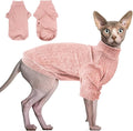 Idepet Sphynx Hairless Cats Sweater Shirt Kitten Soft Puppy Clothes Pullover Cute Cat Pajamas Jumpsuit Cotton Apparel Pet Winter Turtleneck for Cats and Teacup Chihuahua Small Dogs(Pink,XL)