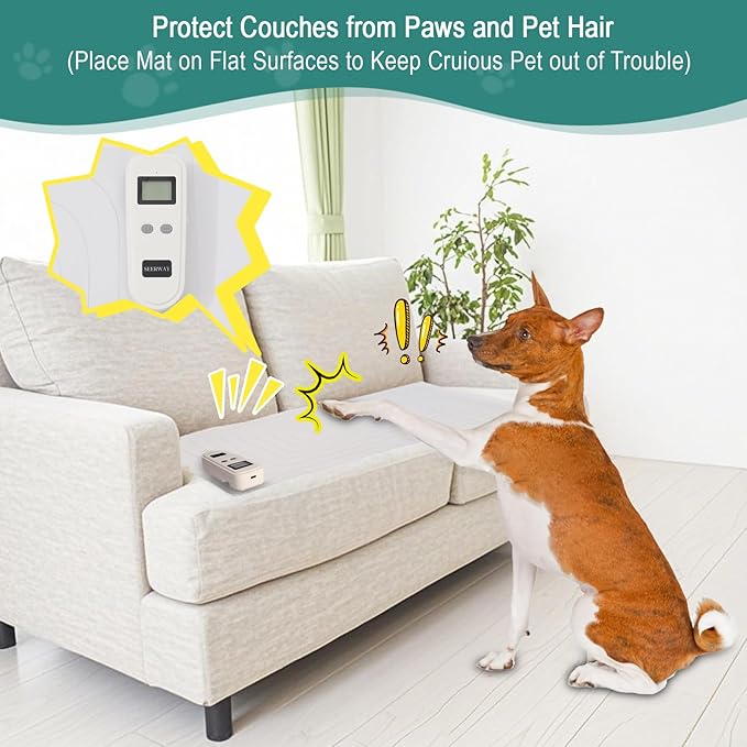 SEERWAY 2 Rechargeable Pet Shock Mats Same Size, Cat Repellent Pad, Cat Deterrent Mat, Electric Training Mat Keeps Dogs and Cats Off Sofa, Couch, Bed and Countertop, 3 Training Modes with 3 Intensity