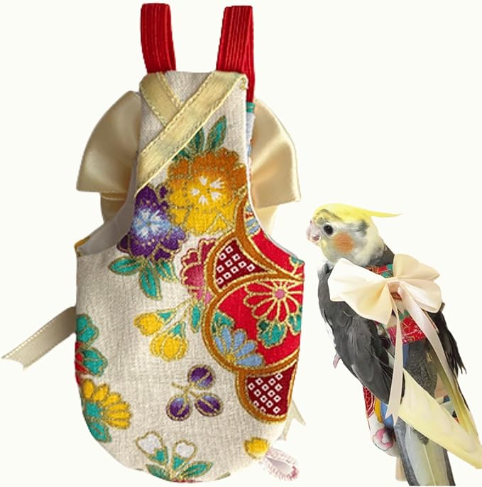 Bird Flight Suits Diapers, Parrot Flight Suits Diapers for Quaker Parakeets Cockatiels Flight Suits, Parrot Clothes (Almond A,XL)