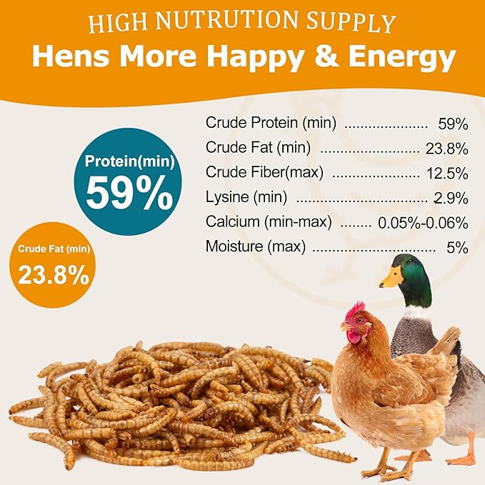 10LB Dried Mealworms, Non-GMO Meal Worms for Chickens & Birds, High Protein Chicken Feed, Natural Chicken Worms Ideal for Wild Birds, Reptile Tasty Bird Food