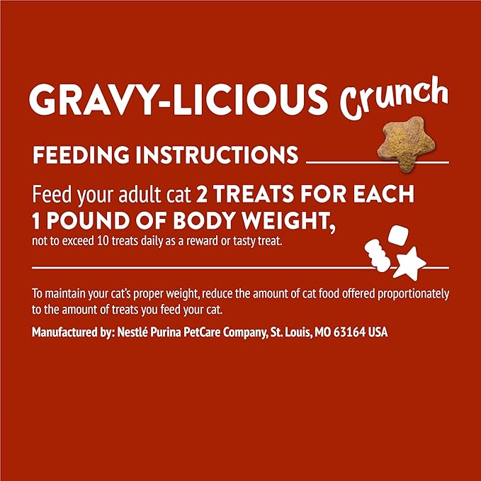 Purina Friskies Cat Treats, Party Mix Gravy-licious Crunch Chicken and Gravy Flavors - (Pack of 6) 6 oz. Pouches