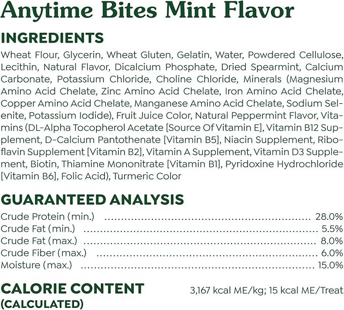 Greenies Anytime Bites Dog Treats, Mint Flavor, 10.3 oz. Bag (Pack of 2)
