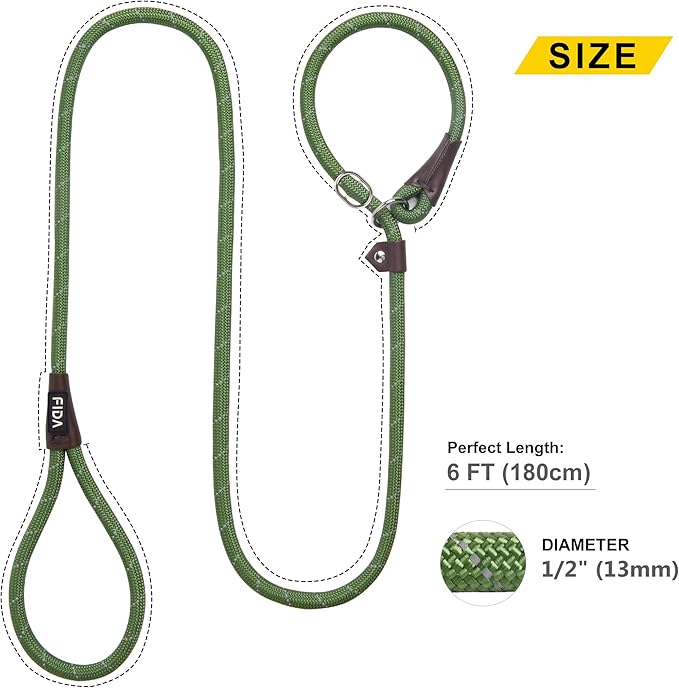 Fida Durable Slip Lead Dog Leash Bulk Pack of 5, Heavy Duty 1/2" x 6 FT Comfortable Strong Rope Slip Lead for Large, Medium & Small Dogs No Pulling Pet Training Leash with Highly Reflective (Mixed)