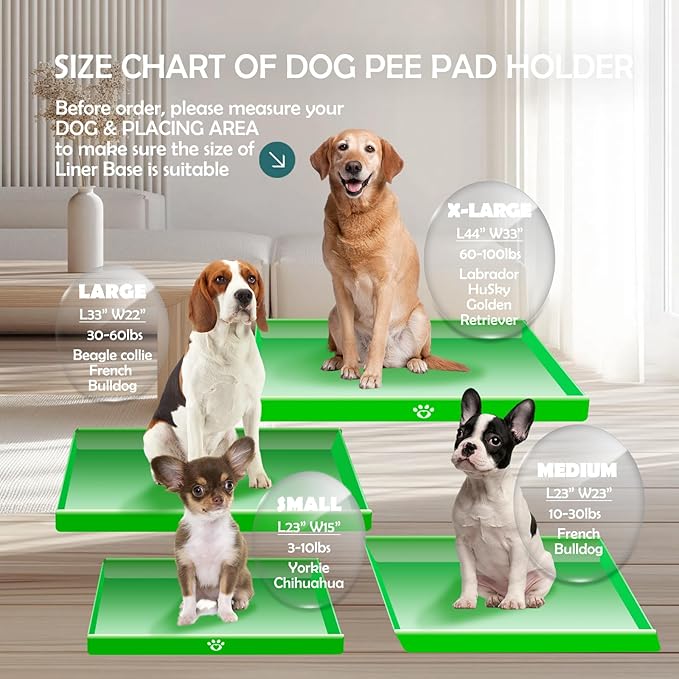MEEXPAWS Dog Pee Pad Holder Tray Foldable, Puppy Pad Holder Liner Base High Side, Dog Litter Box Indoor for 22’’x22’’ Pee Pads, Training Pad Holder Leak-Proof, Potty Pad Holder for Dogs Easy Clean