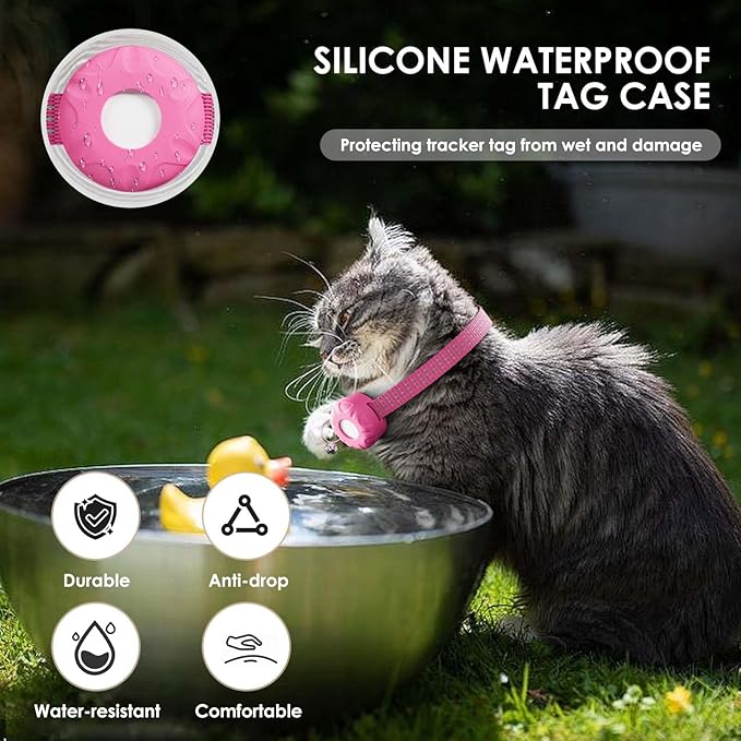 Cat Tracker, No Monthly Fee Pet Tracker for Cats, Cat GPS Tracker Compatible with Apple Find My App(Only iOS), Real-Time Tracking, Precise Positioning, Smart Alerts, Waterproof
