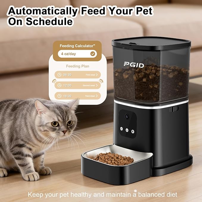 Automatic Cat Feeder with 400W Camera,2.4G Auto Dog Feeder w Night Vision,Pet Feeder w2-Way Audio,Timed Cat Feeders for Dry Food,Dogs Food Dispenser w APP Control 5L