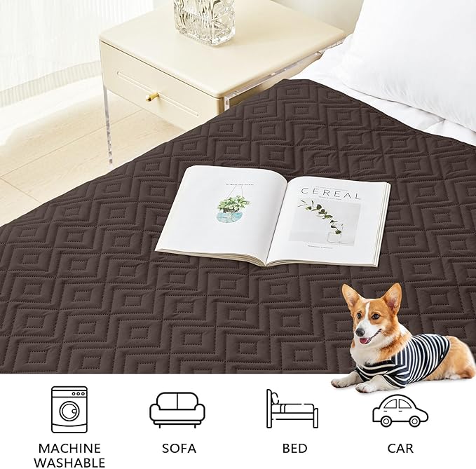 hyha Waterproof Dog Blanket, Soft Dog Bed Cover Pet Blankets, Waterproof Sofa Couch Cover for Dogs Washable, Reversible Pet Couch Covers for Sofa Furniture (40x70 Inch, Chocolate/Beige)
