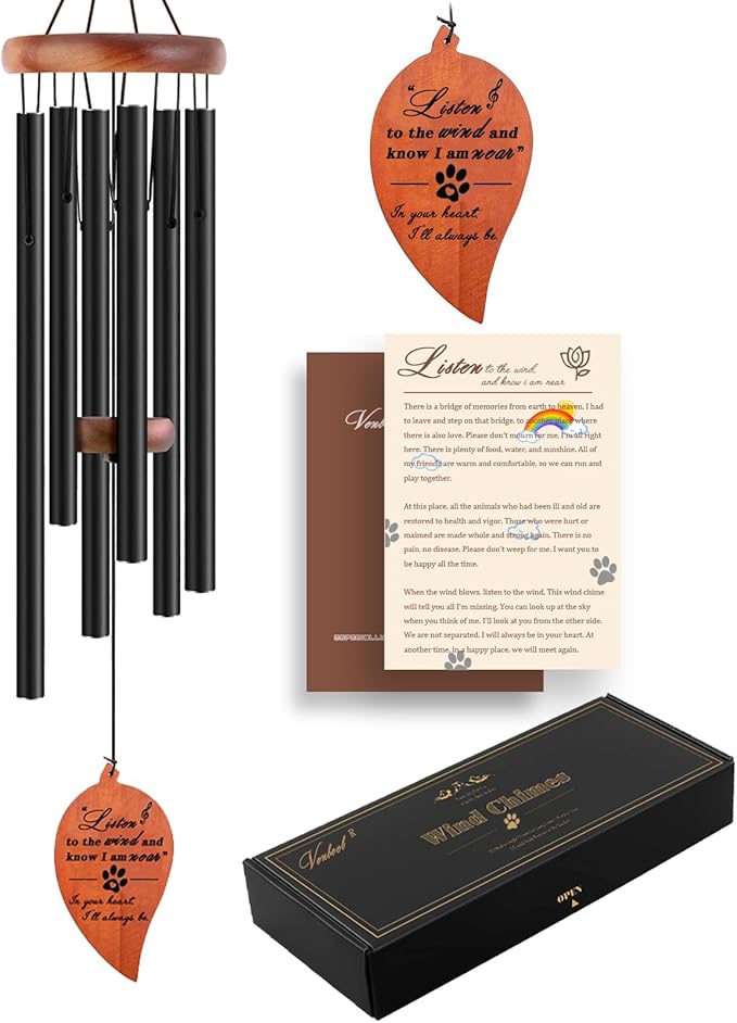 Pet Loss Gifts, 28'' Dog Memorial Wind Chimes, Loss of Dog Sympathy Gift, Pet Loss Passing Away Remembrance Bereavement Gift