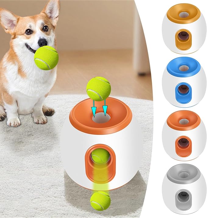 Automatic Ball Launcher for Dogs, Large Silent Dog Ball Thrower with Remote Control, 3 Adjustable Throwing Distances, Rechargeable, Durable, Indoor/Outdoor Use (Orange)