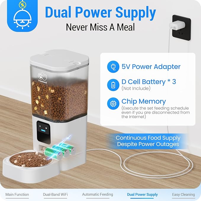 Automatic Cat Feeder with 5G WiFi: Automatic Dog Feeder with APP Control, 7L Timed Auto Cat Food Dispenser with Alexa for Multiple Pets, Detachable for Easy Cleaning - ACF80W