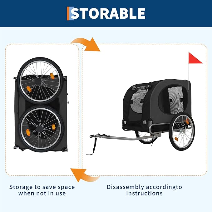 Bicycle Dog Carrier - 88Lbs Capacity Pet Bike Trailer with 19" Air Tires,Foldable Dog Trailer for Bike | with 600d Durable Waterproof Oxford Cloth | Universal Coupler | for Medium/Large Pets