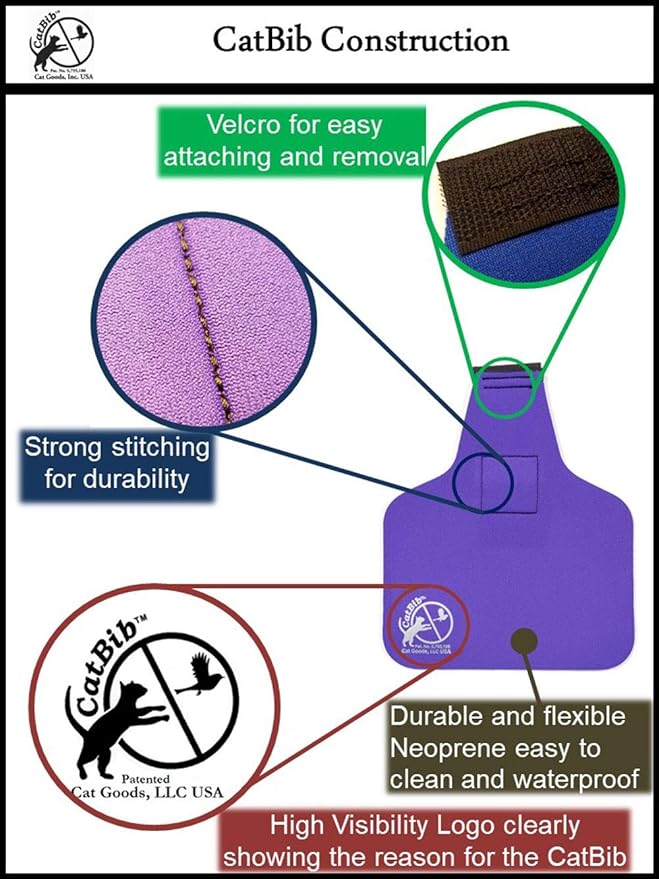 Bird Saving Cat Collar, Prevent Cats from Catching & Killing Birds, Anti Hunting Colorful Bib to Save Birds & Other Wildlife (Small, Purple)