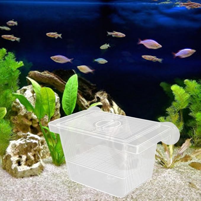 2PCS Clear Aquarium Breeding Box with 2 Divider Suction Cup for Fish Shrimp Fry Protections and Isolation Fish Breeding Tanks