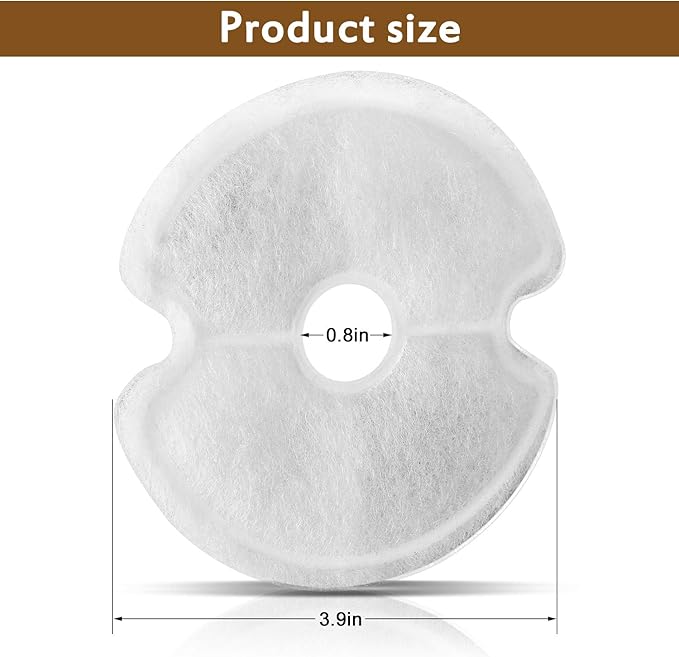 Cat Fountain Filter - Multiple Filtration Replacement Filter, 8 or 12 Packs of Cotton Activated Carbon Cat Fountain Filters