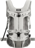 PetBonus Pet Front Dog Carrier Backpacks, Adjustable Pet Backpack, Legs Out Easy-fit Puppy Chest Carrier for Medium Small Dogs, Hands Free for Hiking, Cycling (Grey, L)