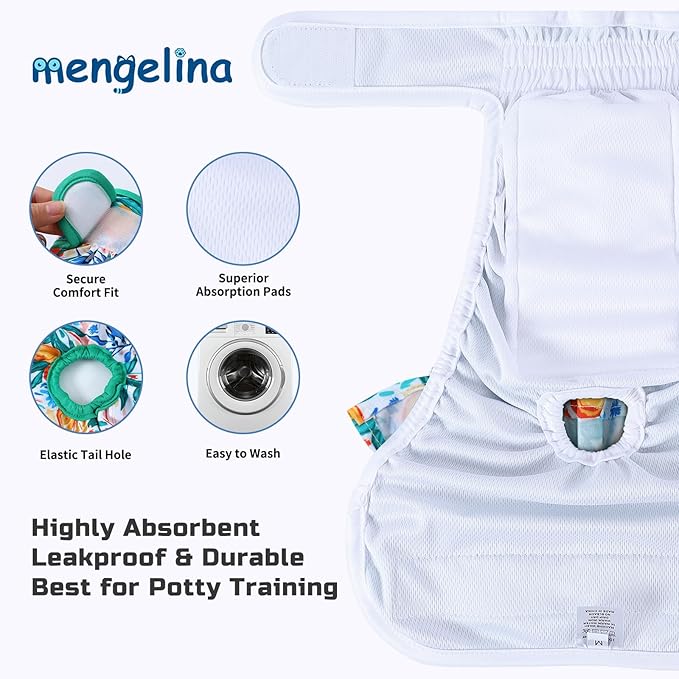 Dog Diapers Female Washable (3 Pack), Reusable Dog Period Diapers Female Doggie Diapers Puppy Diapers Female Dog Diapers for Heat, Incontinence, Excitable Urination,S