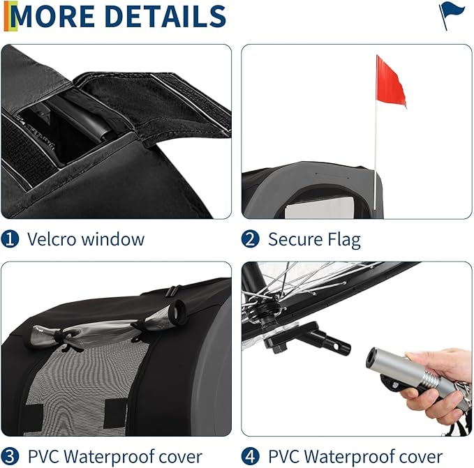 Bicycle Dog Carrier - 88Lbs Capacity Pet Bike Trailer with 19" Air Tires,Foldable Dog Trailer for Bike | with 600d Durable Waterproof Oxford Cloth | Universal Coupler | for Medium/Large Pets