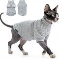 Fleece Sphynx Cat Clothes Soft Hairless Cat Clothes Pullover Cat Sweater for Chihuahua All Season Light and Warm Kitten Cloth for Cats Only Puppy Clothes Small Dog Sweater (Gray Striped, Large)