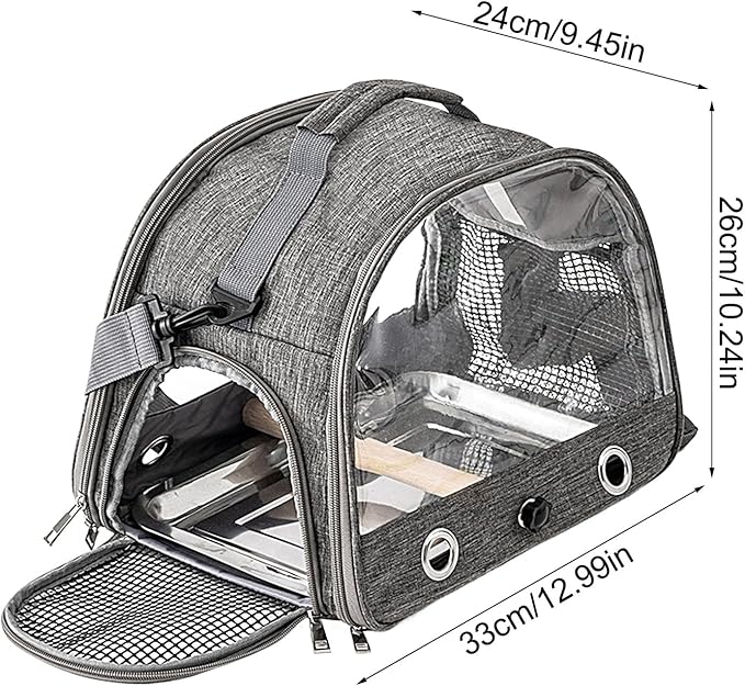 Bird Travel Cage - Lightweight Parrot Carrier Backpack, Portable Cage with Shoulder Strap | Outdoor Small Animal Transport Bag for Budgies Parakeets Conures Gentoo Parrots Travel Adventures