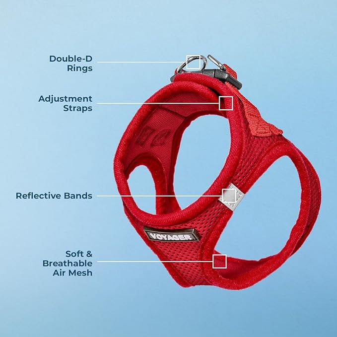 Best Pet Supplies Voyager Step-in Air Harness - All Weather Mesh, Reflective, No Pull Harness for Dogs, Cats - Secure with Hook & Loop Fastener, Buckle, Double D-Rings - Red, M