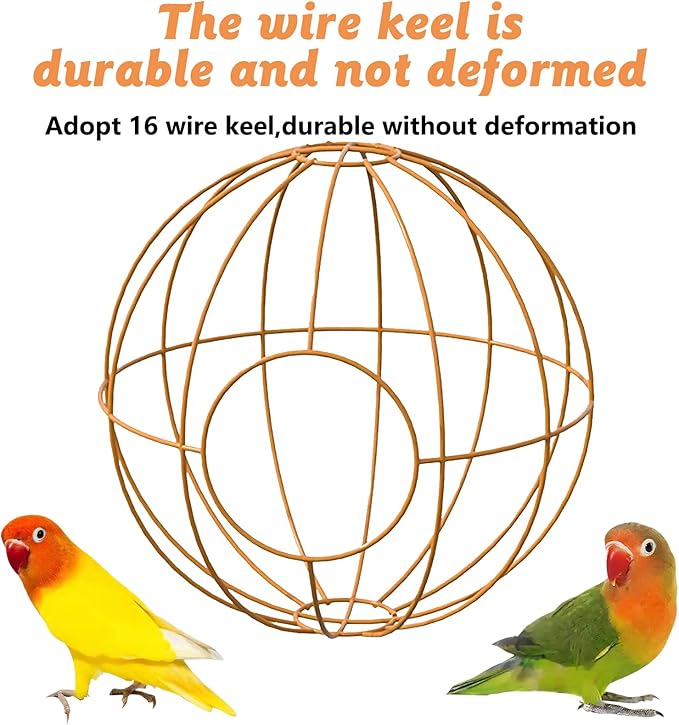 BNOSDM Rattan Bird Nest Parrot Nesting House Parakeet Nesting Soft Lovebird Warm Bed Sleeping for Parrots Bird Cage Accessories for Cockatiels Budgerigars Finches Canaries (Single-Hole Style)