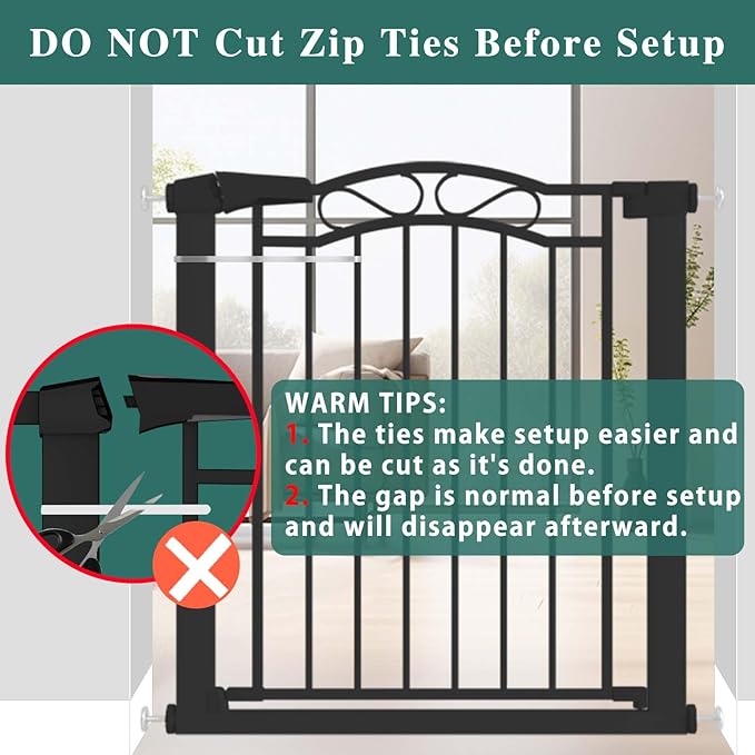 Fairy Baby 57.1"-59.8" Extra Wide Baby Gates with Door, 58 59 Inches Child Gate for Todder Kids, Metal Pressure Mounted Pet Dog Gate, Walk Thru Safety Gate for Doorway Stairs, Black