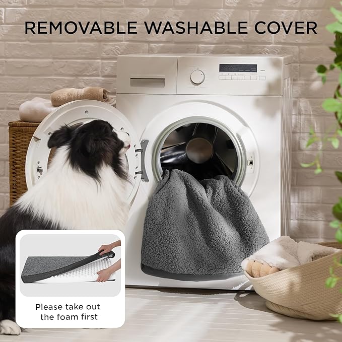 Bedsure Giant Dog Bed for Jumbo Dogs - 53" x 36" Flat Pet Beds with Removable Washable Cover, Orthopedic Egg Crate Foam Mat for Long-Bodied Pets Up to 120 lbs