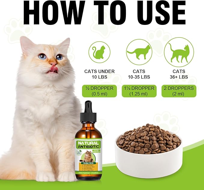 Natural Antibiotics for Cats,Cat Antibiotic,Cat Multivitamin,Immune Support,Supports Allergy Itch Relief,Cats Supplements, Allergy Support
