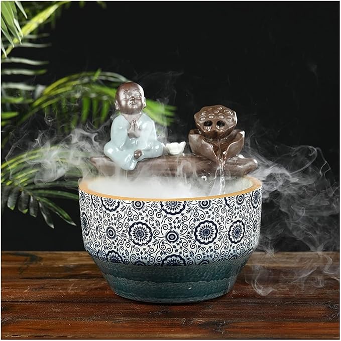 Aquarium Aquarium Ceramic Fish Tank Home Living Room Circulation Flow Water Fish Tank Feng Shui Lucky Ornament Balcony Goldfish Bowl Fish Tank Fish Tank Decorations (Color : B)