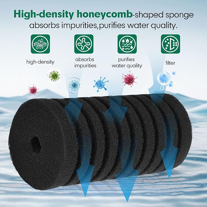 AQQA Replacement Aquarium Filter Sponge 4 Pack