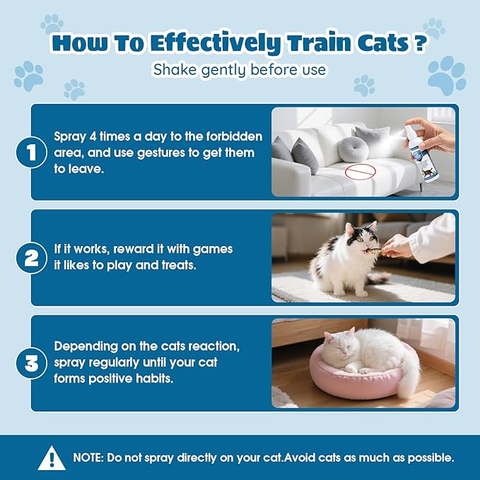 Cat Deterrent Spray - Indoor & Outdoor Cat Repellent, Stops Cats from Scratching Furniture, Carpets, Sofas, Curtains and Urine Marking - Effective Anti-Scratch Training Aid (blue1)