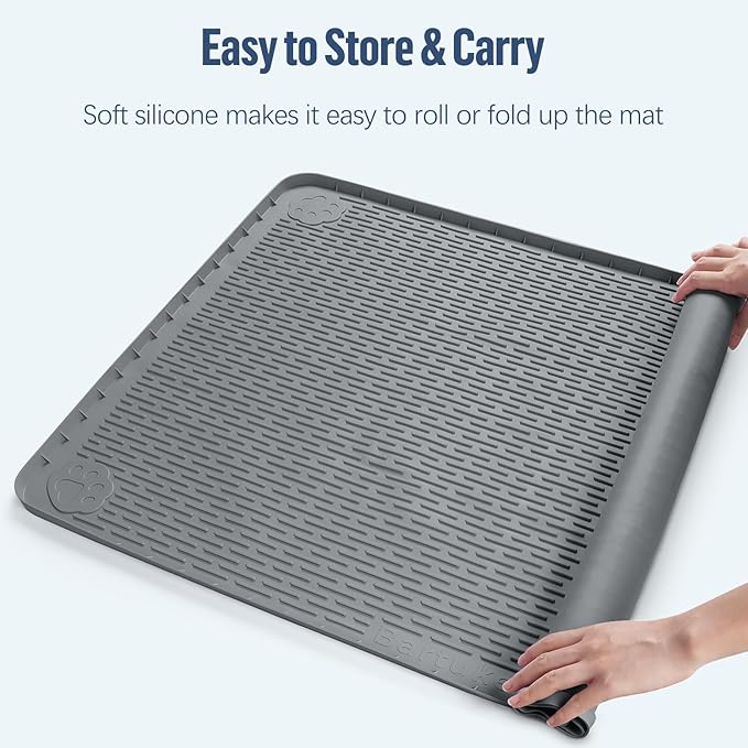 Pee Pad Holder for Dogs, 50" x 35" Silicone Pee Tray Mat Leak-Proof, High Edge, No Spill Pet Pad Holder for Puppy, Cat, Rabbit, Training Pads for Floor Protection, No Pee Pads (Dark Grey)