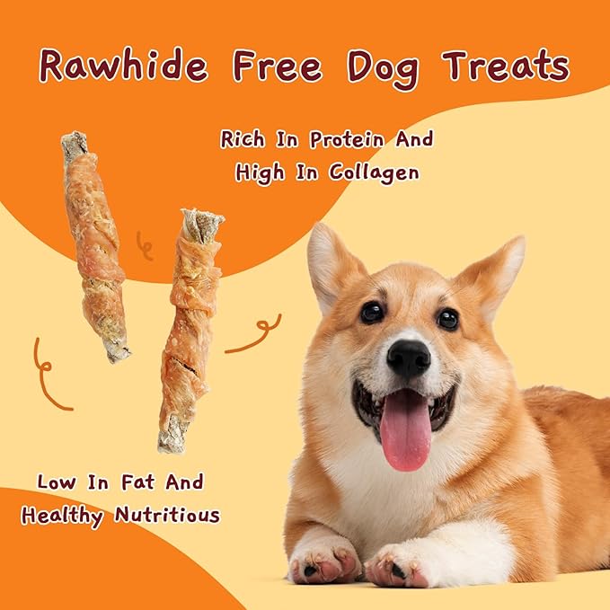 Jungle Calling Dog Treats, High Protein Dog Chewy Treats Health Teeth and Coat, Chicken Wrapped Cod Skin Sticks, Rawhide-Free Cod Fish Skin Snacks for Dogs, 10.6 oz (Pack of 2)