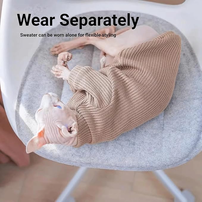 Cat Costume & Puppy Clothes 2-Piece Set, Soft Warm Lamb-Fleece Jacket & Breathable Knit Sweater for Small Dogs & Kittens, Size Medium