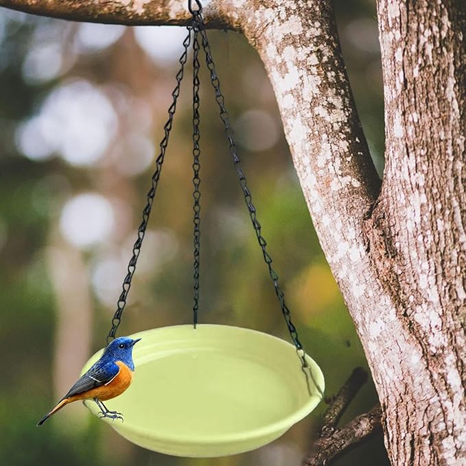 Hanging Bird Feeder and Waterer Tray Bird Food Tray Outdoor Birdbath Hanging Backyard Birdbath for Garden Balcony Trees Lawn, Yellow